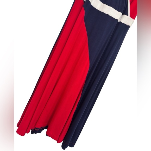 Nautica Red White and Blue V-Neck Halter Midi Dress, Size Small - Picture 3 of 9